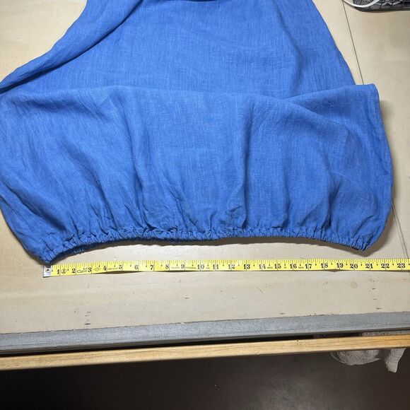 Bryn Walker Womens Linen Tunic Tank Dress Size L Elastic Hem Lagenlook Blue - Picture 11 of 14